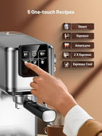 20 Bar Espresso Machine, Hot & Cold Brew Coffee Maker with Milk Frother, Touch Screen, Compact Water Tank, Expresso Coffee Machines for Lattes, Cappuccinos, Americano, Home & Office (Silver) - Image 4