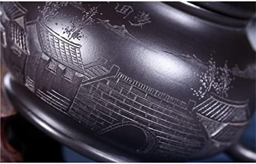 KYUSAR Japanese Cast Iron Teapot Chinese Teapot 7.4oz/0.22L Teapot Black Clay Tea Pot Handmade Three-Dimensional Carving Teapot Tetsubin Tea Pot - Image 3