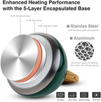 Tea Kettle, Toptier Teapot Whistling Kettle with Wood Pattern Handle Loud Whistle, Food Grade Stainless Steel Tea Pot for Stovetops Induction Diamond Design Water Kettle, 2.7-Quart Dark Green - Image 4