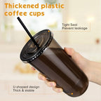 Ziliny 50 Sets 20oz Black Plastic Cups with Lids and Straws Disposable Cups - Image 4