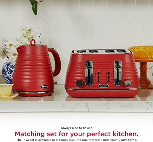 Homeart Riva Electric Kettle - With Removable Limescale Filter, Fast Boiling and Auto Shut-off, Ergonomic Handle and 360-Degree Base - 1.7L Capacity, Red - Image 6