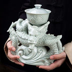 Celadon Dragon Ceramic Gongfu Tea Set with 6 Tea Cups, Chinese Kung Fu Teapot with Infuser,Handmade Porcelain Tea Service, Asian Tea Set for Home & Office - Image 2