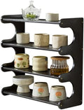 4-Tier Wooden Mug Display Holder, Mug Holder for Countertop Coffee Cup Holder Coffee Mug Organizer Mug Rack for Coffee Bar Organizer Mug Shelf for Cabinet for Kitchen, Home,Black by Unknown