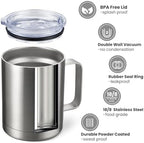 MEWAY 12oz Coffee Mug With Handle 4 Pack Bulk,Stainless Steel Insulated Travel Tumblers With Sliding Lid,Double Wall Vacuum Camping Cup for Hot & Cold Drinks Tea (Mix,Set of 4) - Image 2