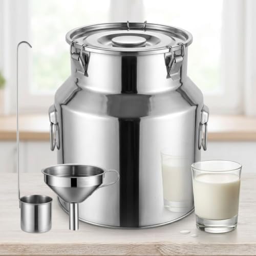 Stainless Steel Milk Can Tote Jug with Sealed Lid, Heavy Duty Milk Bucket by Unknown