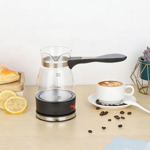 Coffee Pot Turkish Coffee Pot Electric Long Handle Coffee Warmer Glass Pot with Detachable Handle Suitable for Home Office Travel Outdoor Boiling, 110V - Image 6