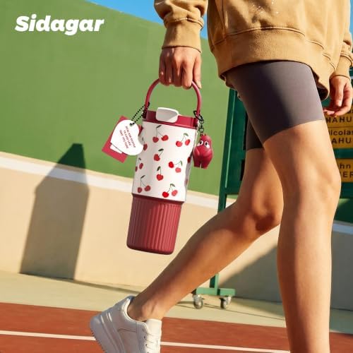 26 oz Insulated Stainless Steel Tumbler with Straw & Handle Red - Image 7