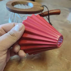 Ceramic Coffee Dripper, Origami Style Pour Over Dripper for 1-2 Cup, Reusable Coffee Filter Cone Compatible with V60 & Cake Filters, Pink Coffee Dripper for Home Barista & Kitchen (Red) - Image 3