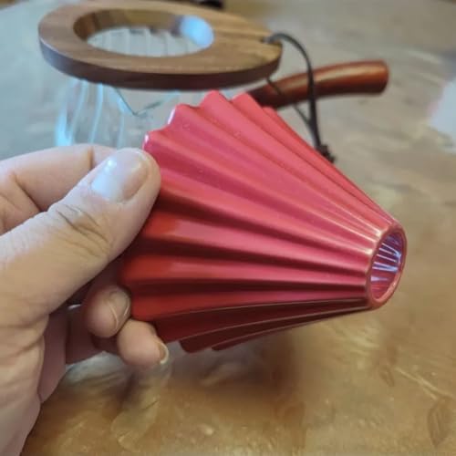 Ceramic Coffee Dripper, Origami Style Pour Over Dripper for 1-2 Cup, Reusable Coffee Filter Cone Compatible with V60 & Cake Filters, Pink Coffee Dripper for Home Barista & Kitchen (Red) - Image 3
