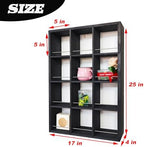 12 Grid coffee mug display shelf, 17x25" Wooden cup shelf for wall, Black - Image 3
