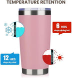 MEWAY 20oz Tumbler 4 Pack Double Wall Vacuum Insulated Travel Mug Bulk, Stainless Steel Tumblers with Lid and Straw, Durable Powder Coated Coffee Cups for Cold & Hot Drinks (Pink, 4) - Image 6