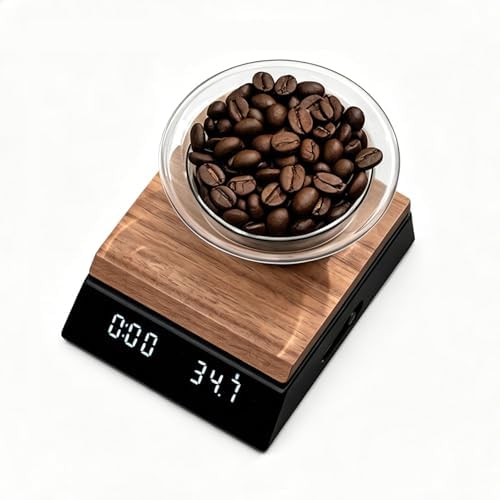 Smart Coffee Scale with Timer, 2kg Max Weight, 0.1g High Precision, Type-C Rechargeable, Walnut Wood, LED Display, Multifunctional Espresso Scale for Pour Over Coffee, Tea Brewing & Food Weighing - Image 2
