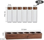 Coffee Storage Jar Airtight Glass Canister Tube Wooden Display Stand Single Dose Vial Funnel Sealed Organizer Suitable for Kitchen Restaurant B, 6 Hole 22g - Image 3