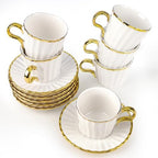 Espresso Cups with Saucers, 3.5 oz Demitasse Turkish Coffee Cup by Hebaogugu