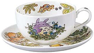 Noritake T97285A/4660-1 My Neighbor Totoro Milk Tea Cup & Saucer, 11.8 fl oz (325 cc), Large Dog Fuguri, Microwave Safe, 1 Guest, Bone China by Noritake