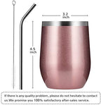 MEWAY 12oz/12 Pack Wine Tumbler Glasses with Lid -Double Wall Vacuum Stainless Steel Travel Tumbler Mug,Stemless Insulated Wine Cup for,Coffee,Cocktails,Gifts (Rose gold,Set of 12) - Image 4