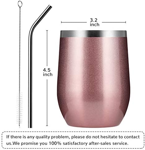 MEWAY 12oz/12 Pack Wine Tumbler Glasses with Lid -Double Wall Vacuum Stainless Steel Travel Tumbler Mug,Stemless Insulated Wine Cup for,Coffee,Cocktails,Gifts (Rose gold,Set of 12) - Image 4