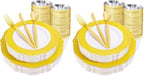 WDF 150pieces Yellow Disposable Dinnerware Hign-end Baroque Design - Sturdy&Durable Baroque Yellow Sunshine&Gold Plastic Dinnerware for Upscale Wedding & Thanksgiving Parties (Pack of 2) by WDF