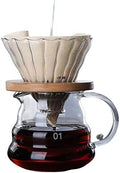 Coffee Filters Coffee Pot Glass Coffee Maker Wooden Coffee Dripper and Pot Set for Coffee Filter Reusable Coffee Filters(700ML) by Unknown