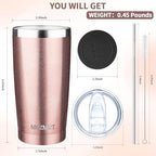 MEZMUT 20oz Insulated Tumbler Travel Coffee Mug with Lid(Rose Gold,4 Pack) - Image 3