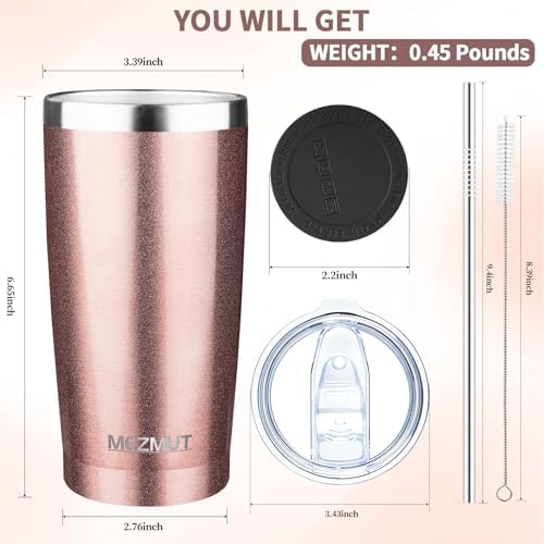 MEZMUT 20oz Insulated Tumbler Travel Coffee Mug with Lid(Rose Gold,4 Pack) - Image 3