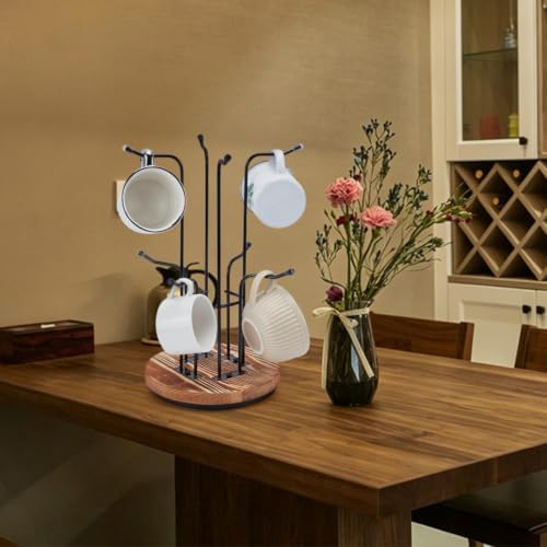 ORIGACH 360° Rotating Mug Tree for Large Cups with 8 Hooks, Black - Image 4