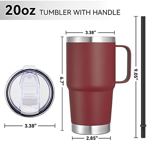 VEGOND 20 oz Insulated Travel Coffee Mugs Set of 6, Wine Red - Image 4