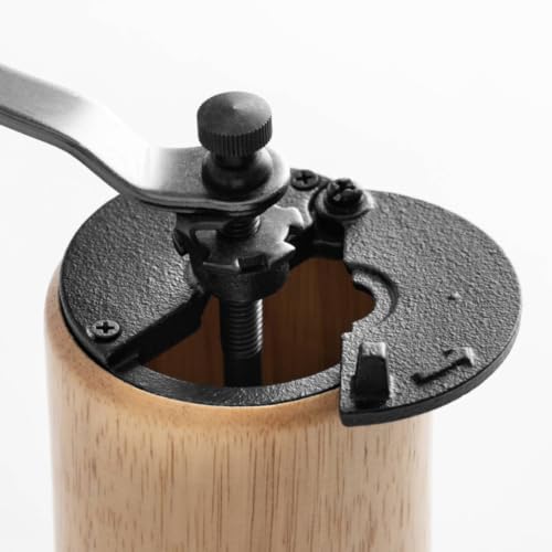 Amagogo Wooden Manual Coffee with Hand Crank and Stainless Steel Shaft for Grinding Fresh Coffee Beans Suitable for Kitchen Counter Use, Light Color - Image 7