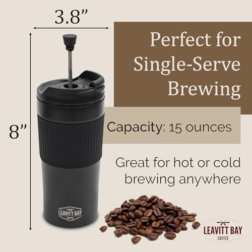 Black Portable French Press Travel Mug & Coffee Maker - Image 4