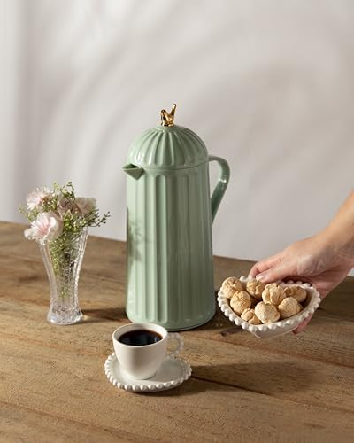 WOLFF - Bird Thermal Coffee Carafe - Hot or Cold Drinks, Plastic Exterior and Glass Insulation Lining Flask Coffee Dispenser, Thermal Bottle for Beverages, Tea and Water Pitcher- Mint Green, 34floz/1L - Image 2