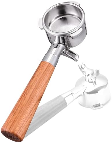 54mm Portafilter for Breville BES870/878/880 Series, Dual Spout Espresso Handle with Siam Rosewood Grip & 304 Stainless Steel Basket by TaiBest