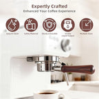 ShanSon Espresso 58mm Bottomless Portafilter with Stainless Steel 2 Ears Filter Basket,Natural Wood Handle,18g Filter Basket Included,for Breville - Image 4