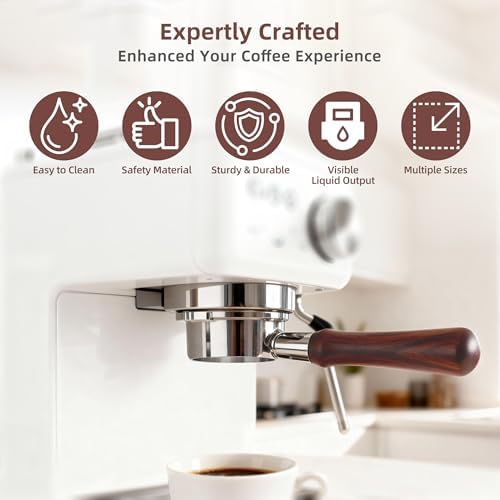 ShanSon Espresso 58mm Bottomless Portafilter with Stainless Steel 2 Ears Filter Basket,Natural Wood Handle,18g Filter Basket Included,for Breville - Image 4