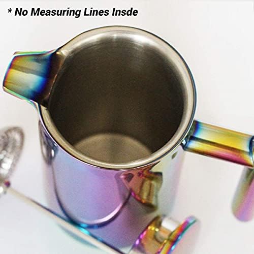 French Press Coffee Maker – 1 or 2 Cups Small Stainless Steel Coffee Maker Double Walled French Press Rainbow 12oz/350ml - Image 2