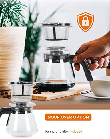 Commercial CHEF 5-Cup Small Drip Coffee Maker with 0.75L Water Tank, Drip Coffee Maker with Pour Over Filter, Glass Carafe, Brews in 6 Minutes, CHCP05W, White - Image 3