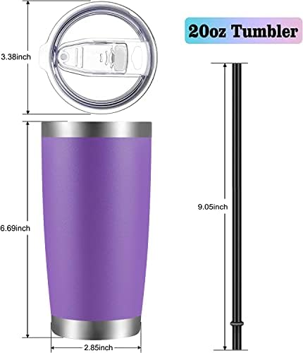 VEGOND 20oz Tumbler with Lid and Straw Stainless Steel Tumbler Cup Bulk Vacuum Insulated Double Wall Travel Coffee Mug Powder Coated Coffee Cup, Purple, 12 Pack - Image 3