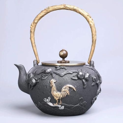 Vintage Cast Iron Tetsubin Teapot 1200ml Japanese Tea Kettle With Infuser For Loose Leaf Tea, Office & Home Use by Unknown