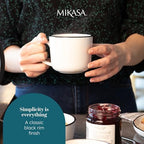 Mikasa Limestone Porcelain Mug Set, 4X Porcelain Mugs with Black Rim for Tea and Coffee, 360ml| Gift Boxed & Dishwasher Safe - Image 6