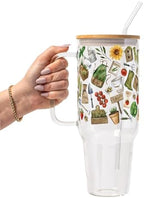 Sip-Sip Hooray! Garden Girl 40oz Glass Tumbler with Lid and Straw by Sip-SipHooray