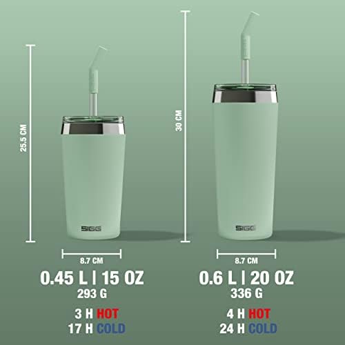 SIGG - Insulated Mug - Travel Mug Helia - With Durable Glass Straw & Cleaning Brush - Leakproof - BPA Free - 18/8 Stainless Steel - 15oz/20oz - Image 3