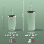 SIGG - Insulated Mug - Travel Mug Helia - With Durable Glass Straw & Cleaning Brush - Leakproof - BPA Free - 18/8 Stainless Steel - 15oz/20oz - Image 3