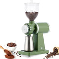 Huanyu 60mm Flat Burr Coffee Grinder, Retro Cream Green for Home Cafe by Huanyu