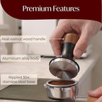 Espresso Tamper for 54mm Portafilter – Adjustable Depth Spring Loaded Tamper for Consistent Tamping – Barista Coffee Press Tool with Stainless Steel Base – Black & Walnut - Image 4