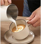 Milk Frother Cup Stainless Steel 350ml/600ml Stainless Steel Coffee Milk Foam Cup Latte Art Frothing Pitcher with Wooden Handle Internal Scale(Black-350ml) - Image 4