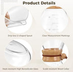 Pour Over Coffee Maker, 20 oz Borosilicate Glass Coffee Pot with Stainless Steel Mesh Strainer and Wood Collar, Heat Safe Carafe for Home, Office, Camping, Hiking - Image 2
