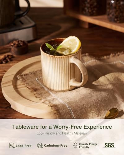 famiware Coffee Mug Set of 4, Star 12 oz Ceramic Mugs Cups Set with Handle - Image 3