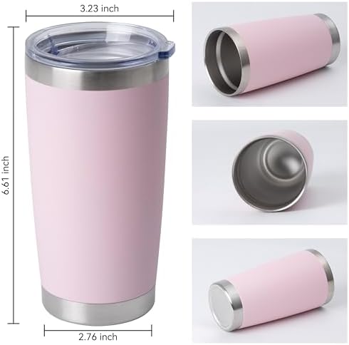 HASLE OUTFITTERS 20oz Stainless Steel Tumblers Bulk, Insulated Travel Cup with Lid, Double Wall Vacuum Coffee Mug for Cold & Hot Drinks 12 Pack, Light Pink - Image 3