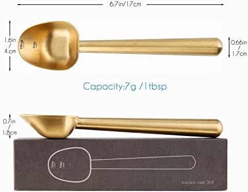 Easyworkz Stainless Steel Long Hollow Handle Coffee Scoop,7g Measuring Spoon,Brass Gold, Bundled with Nando French Press 23 oz Double Wall Insulated Thermal Coffee Maker - Image 2