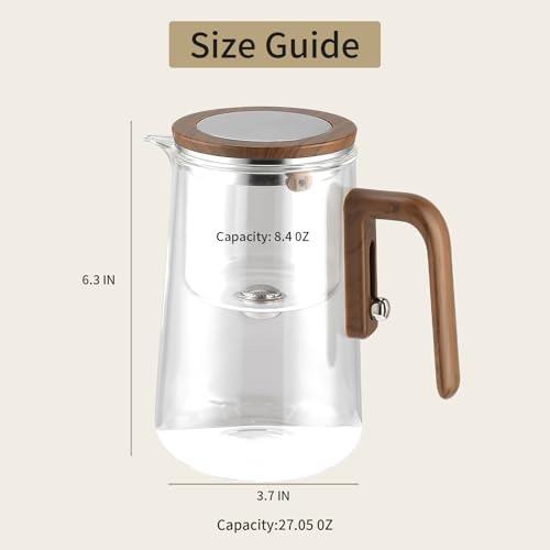 Tea Pot, Water Separation Glass Teapot with Wooden Handle, Witchcraft Magical Teapot, Glass Tea pot with Infuser Strainer, Magic Tea Pot (800ML) - Image 2