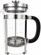 French Press Coffee Maker 304 Stainless Steel Double Mesh Filter, Borosilicate Glass French Press-34oz silver - Image 6
